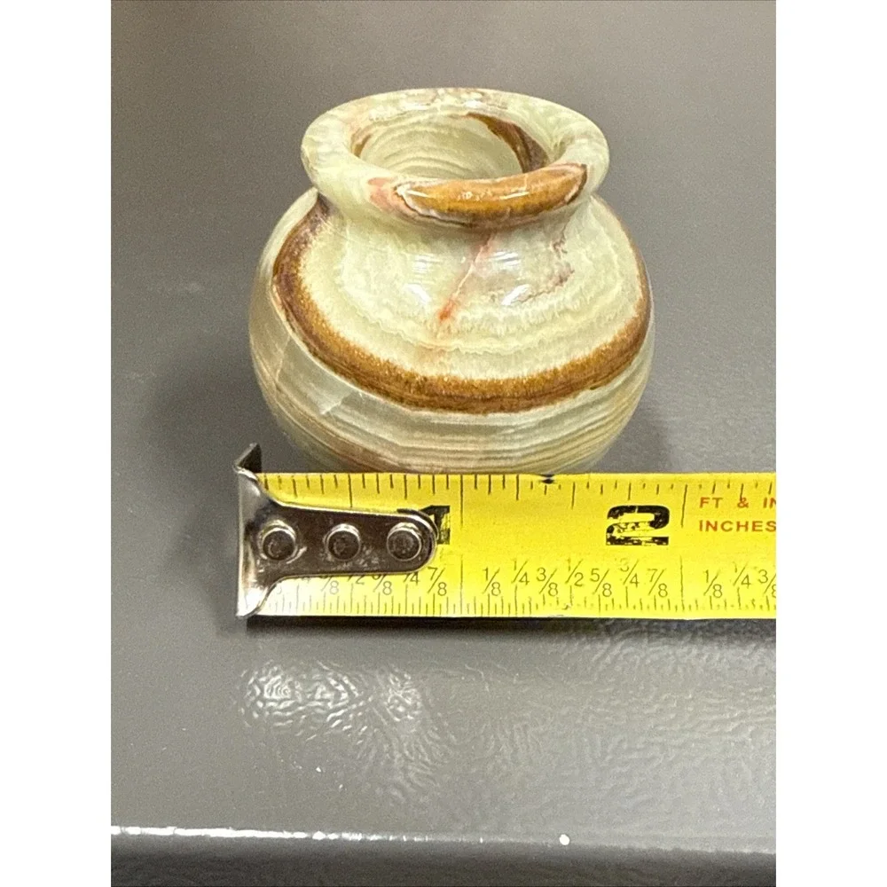 Vintage Miniature‎ Lathe Turned Artisan Onyx Vase Multi Colored 2x2in